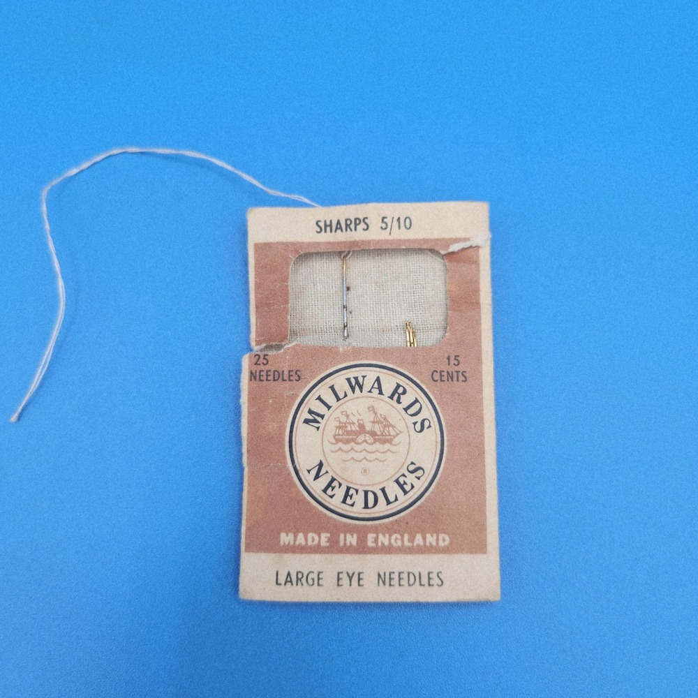 Vintage Milwards Large Eye Needle Package Made in England